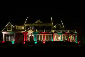 House Decorated with Vibrant Christmas Lights