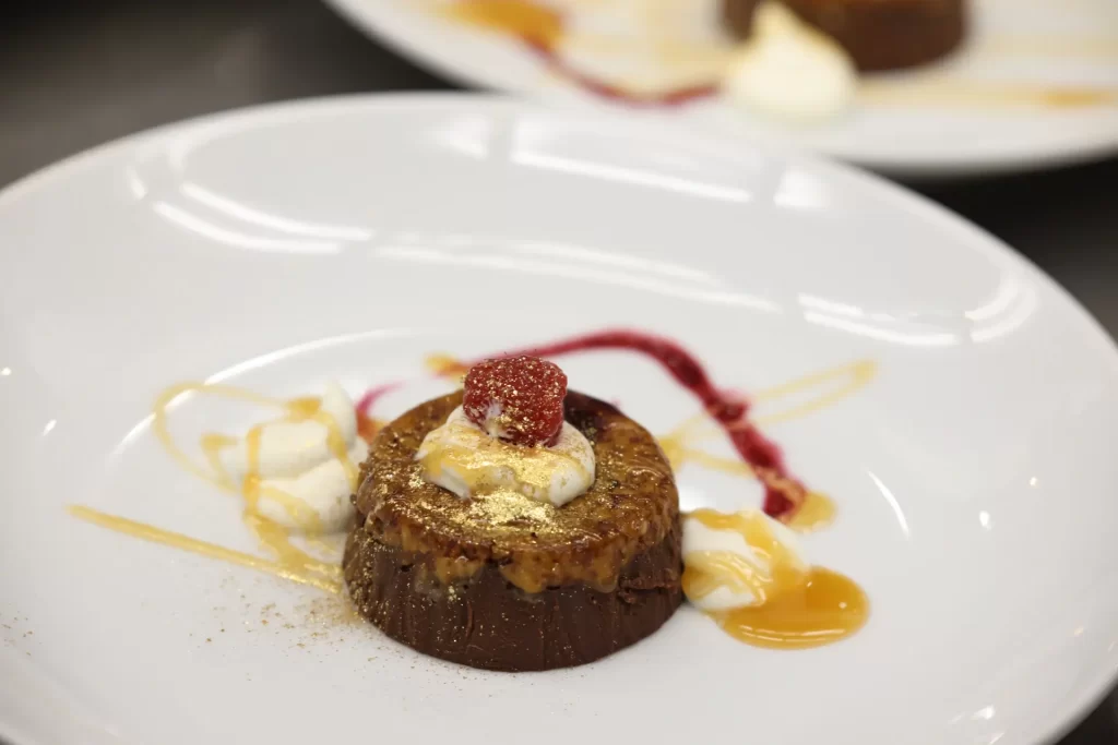 Gourmet plated dessert tart by MyChefski showcasing elegant fine-dining presentation and luxury private chef catering in Indianapolis.