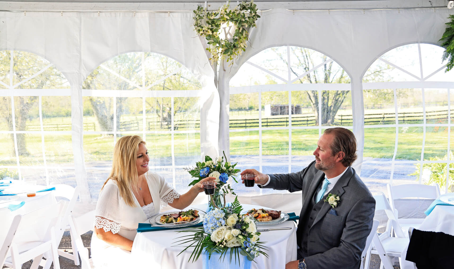 Bride and groom at a wedding reception featuring custom wedding catering in Indianapolis by Chef Shelby “Chefski”