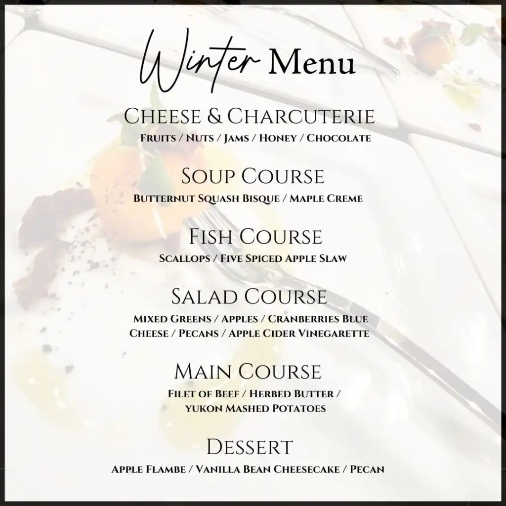 Custom holiday menu card from My Chefski