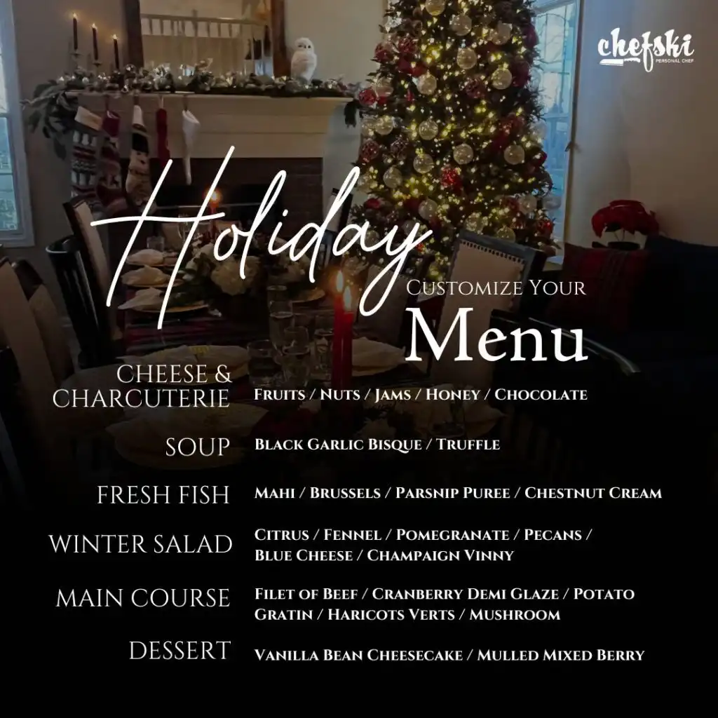 Custom holiday menu card from My Chefski