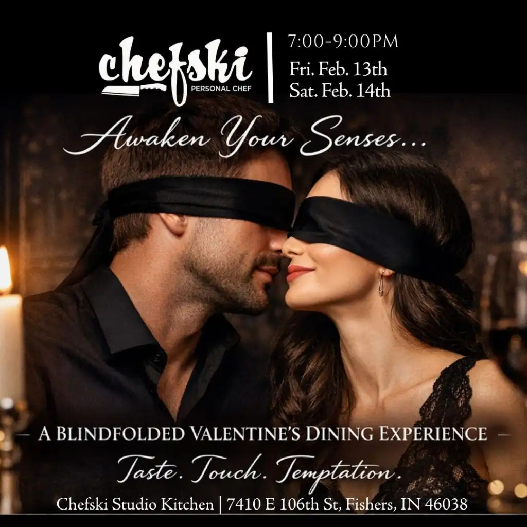 Romantic Valentine’s Day dining experience for couples at Chefski Studio Kitchen in Fishers, Indiana