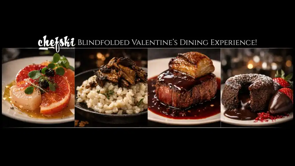 Multi-course blindfolded dining experience by Chefski featuring curated dishes in Fishers, Indiana