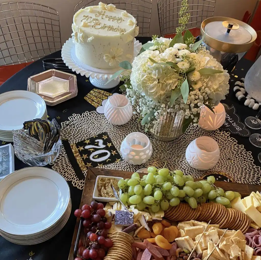 Charcuterie and appetizer spread for a birthday party prepared by Chefski
