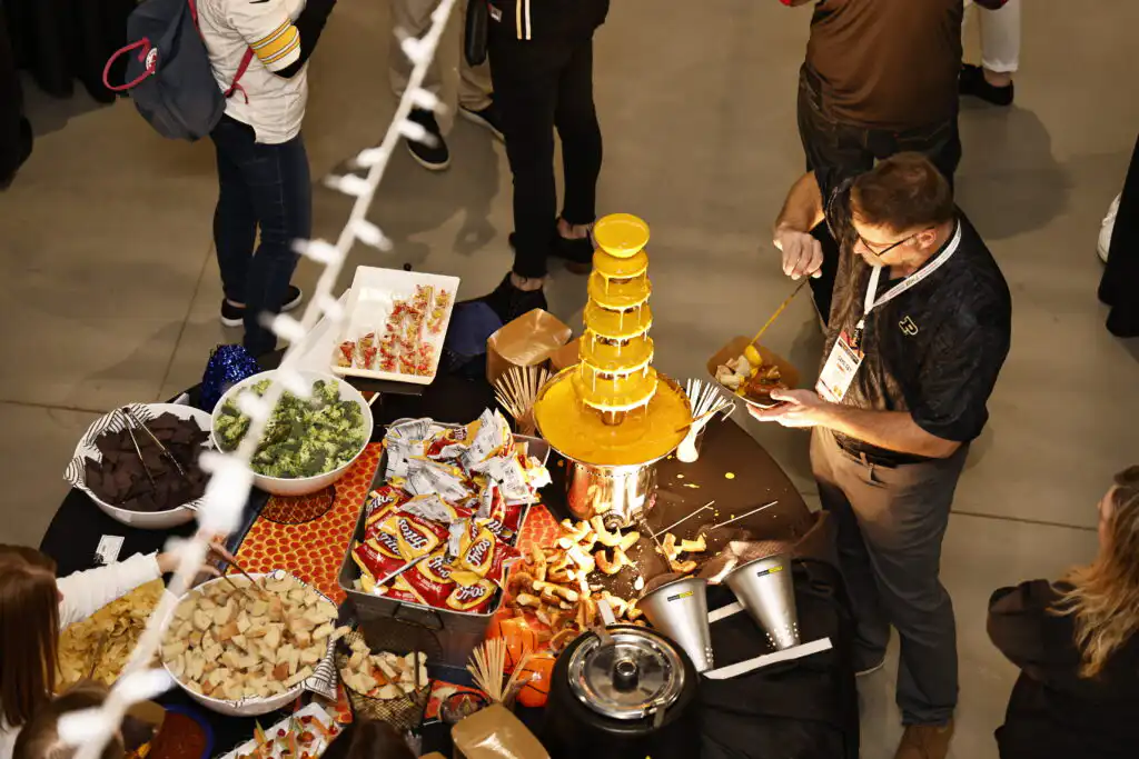 Private chef catering at NCAA event featuring plated gourmet dishes and upscale service in Indianapolis
