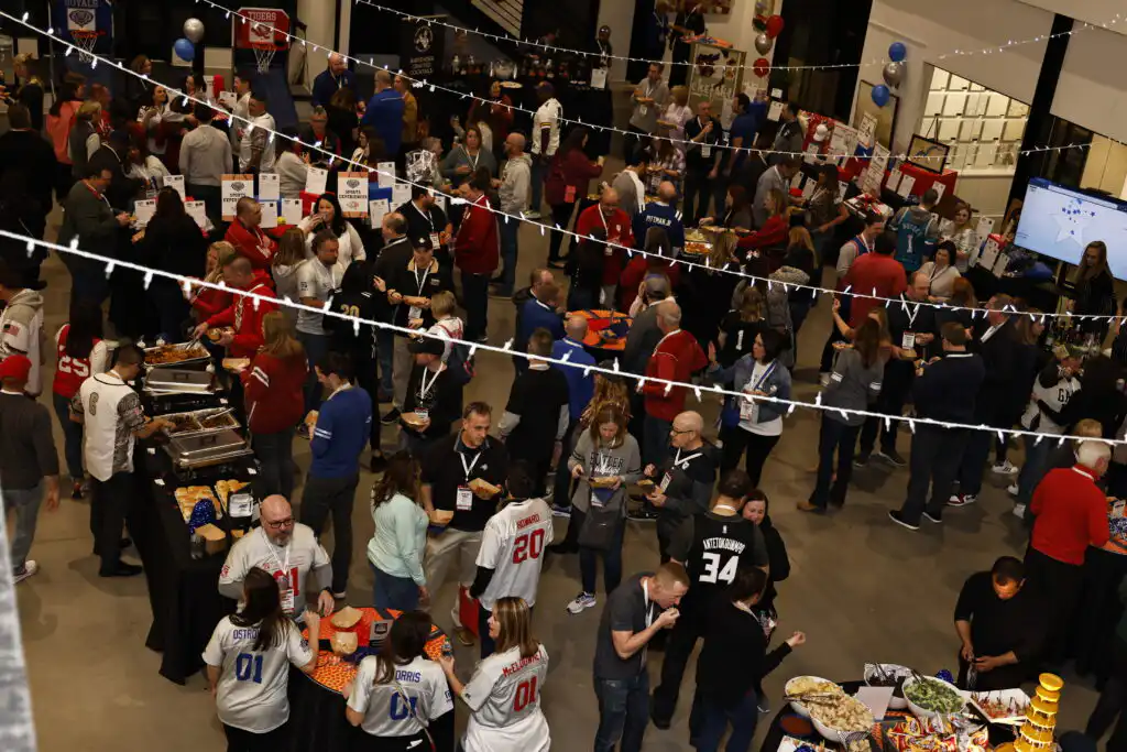 High-capacity NCAA corporate event in Indianapolis featuring large-scale catering service by Chefski