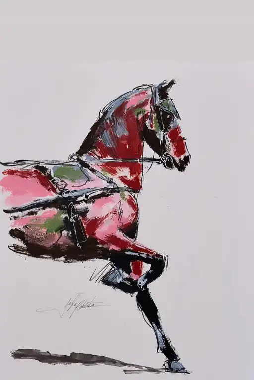 Tyler Robertson Kentucky Derby horse artwork colorful running thoroughbred painting