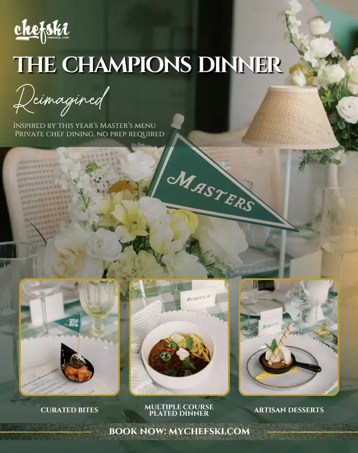 Masters Champions Dinner private chef experience golf themed dinner party